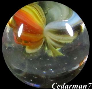 Cedarman7,  Spectacular Vintage 23/32 " Wet (-) Akro Agate Sparkler Marble