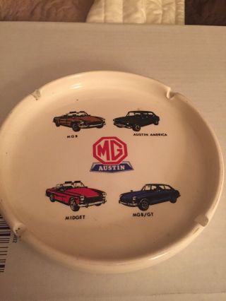 Vintage 1960s Mg Austin Porcelain Advertising Ashtray British Motor Cars Scarce