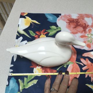 Vintage Northern Pottery Canada Duck Signed Figurine Ivory White 2