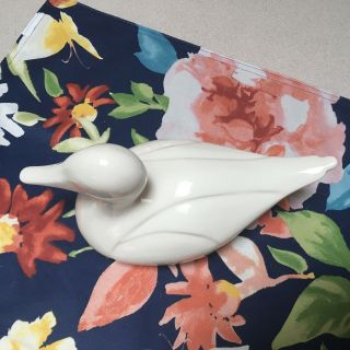 Vintage Northern Pottery Canada Duck Signed Figurine Ivory White 4