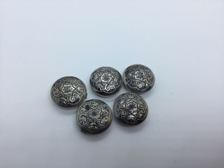 Set Of 5 Vintage Sterling Silver Southwest Button Covers