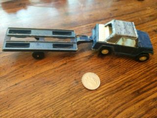 Vintage 1970 Tootsie Toy " Jeepster " Blue Diecast Made In Usa W/cycle Trailer