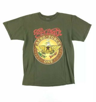 Vtg 1999 Aerosmith Aero Force One Concert T - Shirt Green M Tour Tee Double Sided