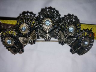 Vintage Large Brooch/pin Flowers W/rhinestones - Unique