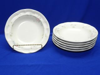 Set Of 6 Vintage Pfaltzgraff Tea Rose Stoneware Soup Bowl Serving Dish 9 " Usa