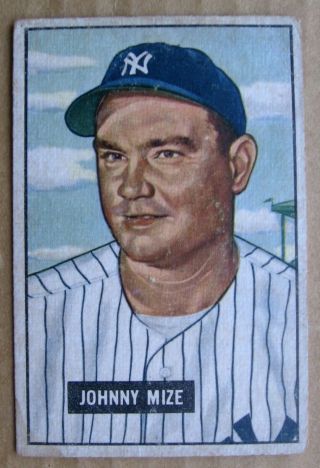 Vintage 1951 Bowman Baseball Card - 50 Johnny Mize,  Hof