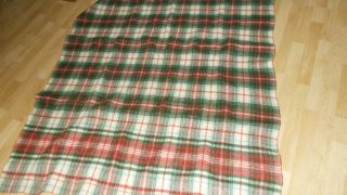Vintage Wool Blanket Red Black Green And Off White