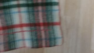 VINTAGE WOOL BLANKET RED BLACK GREEN AND OFF WHITE 4
