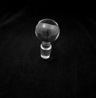 Vintage Decanter Bottle Stopper Clear Glass Ball Shape Heavy @4.  75” X 2.  25”