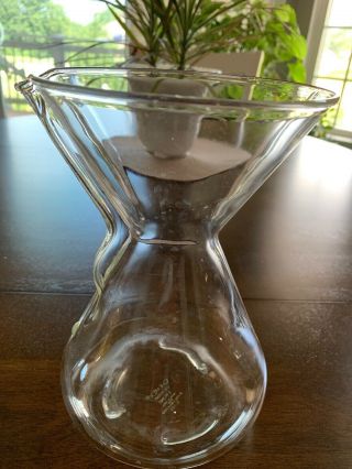 Vtg Chemex Carafe Pour Over Coffee Maker,  Pyrex Glass,  Wood,  Green Stamp