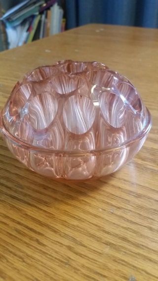 Vintage Pink Depression Glass Dome Flower Frog 4.  5 Inch 19 Holes