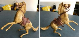 Vintage Marx Rearing Horse W/saddle & Bridle 8” Vg Cond