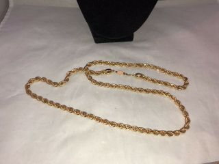 Vtg.  Napier Shiny Twisted Long Gold Tone Chain Necklace