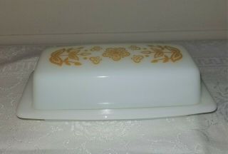 Vintage Pyrex Covered Butter Dish Corelle CorningWare Butterfly Gold Pattern EUC 2