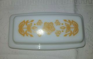 Vintage Pyrex Covered Butter Dish Corelle CorningWare Butterfly Gold Pattern EUC 3