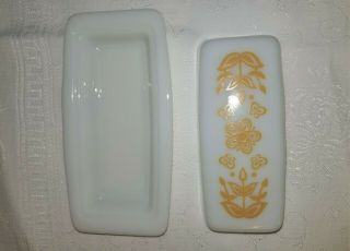 Vintage Pyrex Covered Butter Dish Corelle CorningWare Butterfly Gold Pattern EUC 4