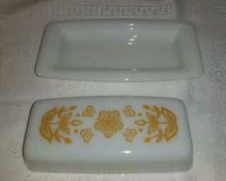 Vintage Pyrex Covered Butter Dish Corelle CorningWare Butterfly Gold Pattern EUC 5