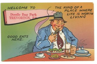 Doodle Bug Park Trevorton Pa Vintage Northumberland County Comic Postcard