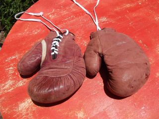 Vintage JC Higgins Leather Boxing Gloves MMA UFC Boxing Gear Ali Tyson Leonard 2