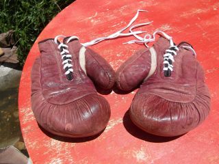 Vintage JC Higgins Leather Boxing Gloves MMA UFC Boxing Gear Ali Tyson Leonard 5