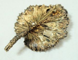 Fine large vintage designer Denmark sterling silver leaf brooch (Flora Danica) 5