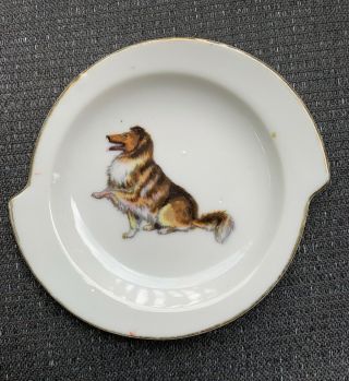 Vintage Porcelain China Sheltie Dog Trinket Dish Japan