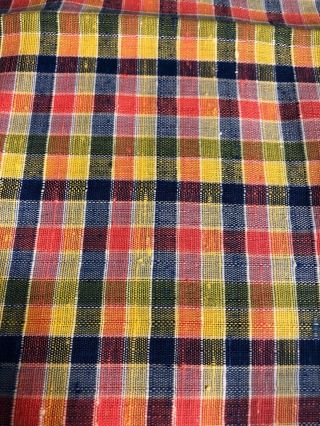 Vintage Plaid Pink Blue Yellow Fabric 2 Yards 44 Inches Wide