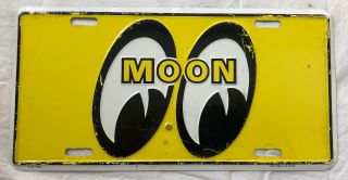 Vintage Mooneyes Metal License Plate Moon Eyes Automotive Advertising Moon Eyes