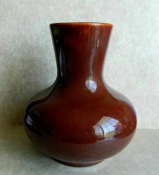 Vintage Gladding Mcbean Pottery Bulbous Vase Burnt Brown