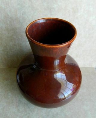 Vintage Gladding McBean Pottery Bulbous Vase Burnt Brown 2