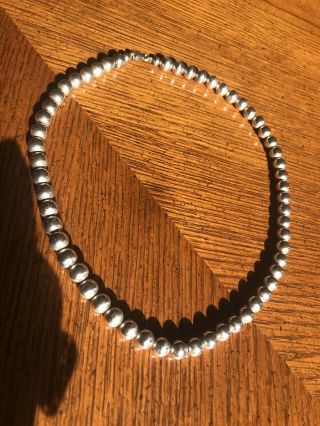 Vintage Sterling Silver 925 Ball Bead Necklace.  33.  43 Grams