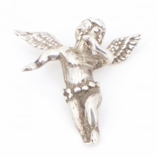 Vtg Sterling Silver - Guardian Angel Cherub Pendant - 4g
