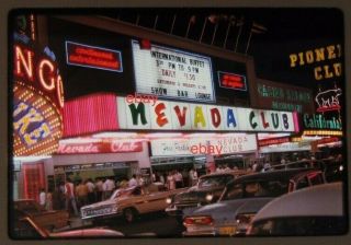 Vintage 1962 Photo Slide Reno Nv Lighted Neon Sign Nevada Club Casino Mb4