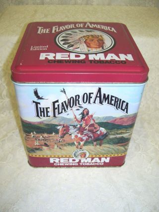 Vintage Red Man Chewing Tobacco Tin Box 1991