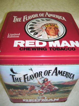 VINTAGE RED MAN CHEWING TOBACCO TIN BOX 1991 2