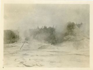 Vintage B/w Snapshot Of The Giant Geyser In Yellowstone National Park