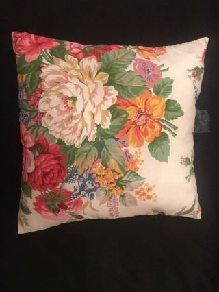 Vintage Ralph Lauren Melissa White Floral Throw Pillow W Polyester Inner 16 " X16 "