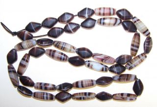Vintage Czech Molded Glass Brown & White Theme Trade Beads