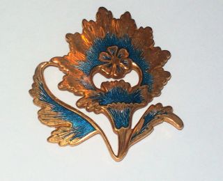 Vintage Mma Metropolitan Museum Of Art Blue Enamel Mughul Flower Brooch/pendant
