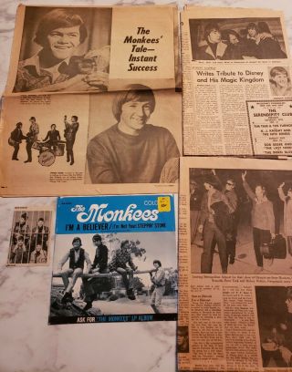 " The Monkees " Vintage 1967 " The Detroit News " Newspaper Articles & More