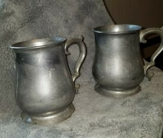 4 Vintage Crown Castle Pewter Mug Mugs Stein Steins 4.  5 Inch Qty 2