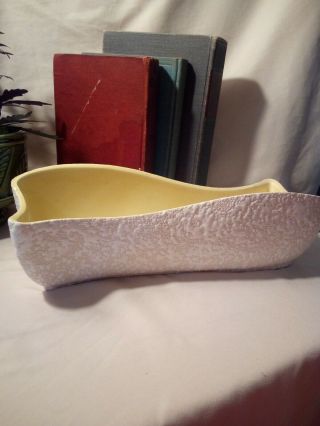 Vintage Mid Century Modern Yellow Speckled Asymmetrical Long Planter Usa