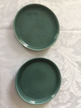 2 Vintage Russel Wright Steubenville Pottery Seafoam Green Bread & Butter Plates