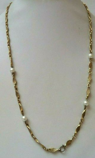Stunning Vintage Estate Signed Florenza Faux Pearl Bead 23 " Necklace 2412o