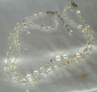 VINTAGE LISNER SIGNED ART GLASS AB CRYSTAL BEAD DOUBLE STRAND NECKLACE 2