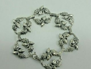 Vintage Danecraft.  925 Sterling Silver Oak Leaf & Acorn Bracelet 13.  3g