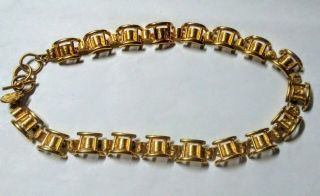 Vintage Designer Signed Anne Klein Art Deco Chunky Link Goldtone Choker Necklace