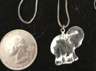 Vintage Pretty 925 Sterling Silver Pendant Necklace Crystal Elephant 18 "
