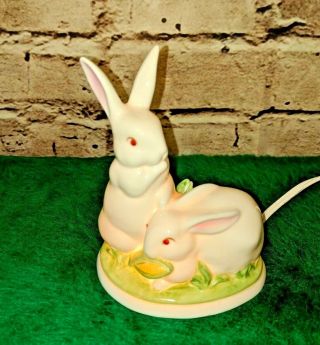 Vintage SMALL BUNNY RABBIT TABLE LAMP Night Light Made in Japan Easter All Occs. 2