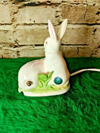 Vintage SMALL BUNNY RABBIT TABLE LAMP Night Light Made in Japan Easter All Occs. 5
